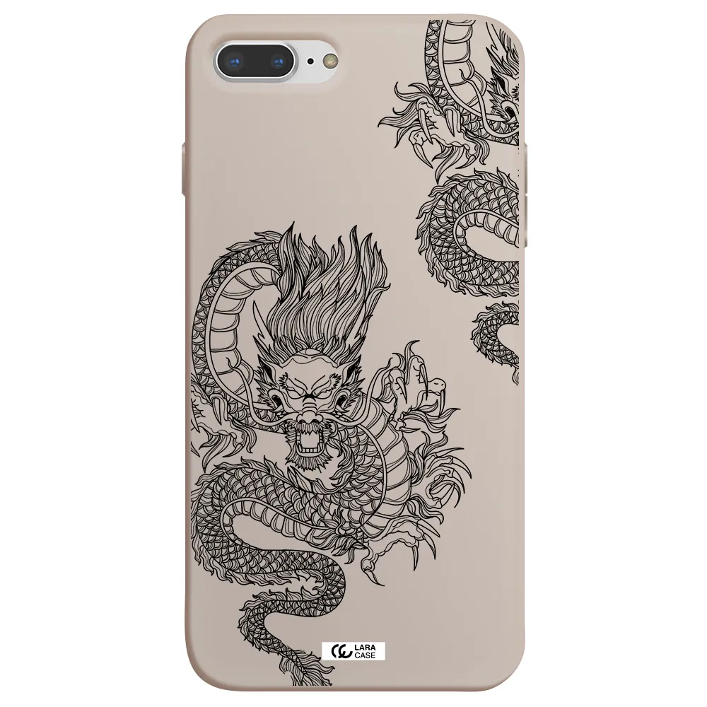 Dragon Line Art Apple iPhone 8 plus Silicone Stone Case