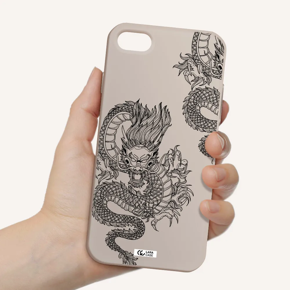 Dragon Line Art Apple iPhone 8 Silicone Stone Case