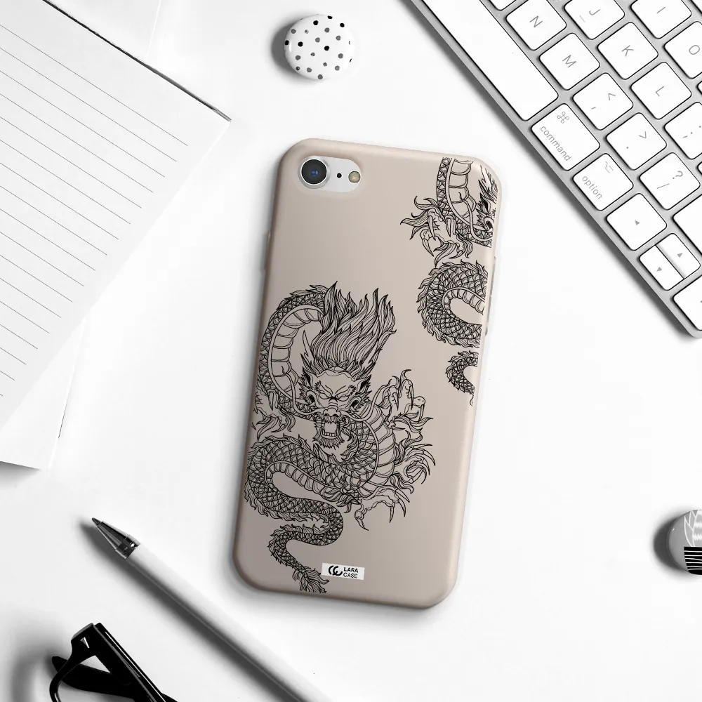 Dragon Line Art Apple iPhone 8 Silicone Stone Case