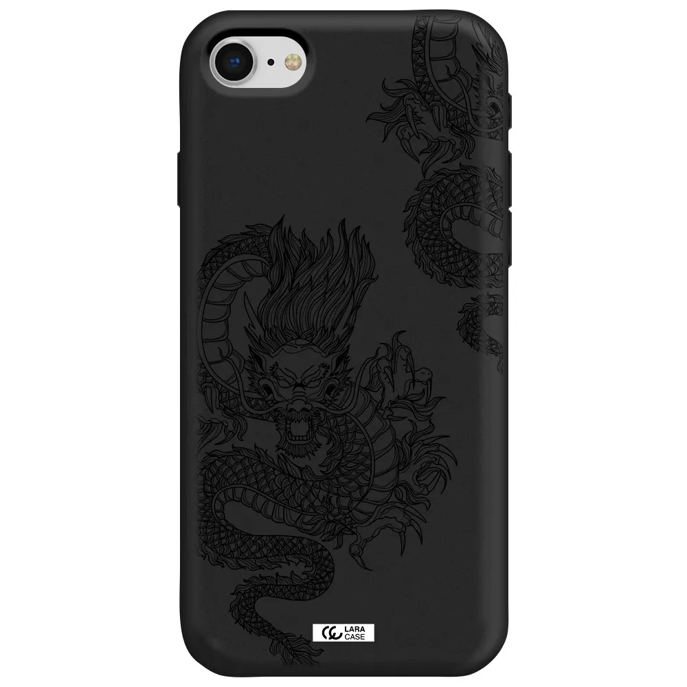 Dragon Line Art Apple iPhone se 2020 Silicone black Case