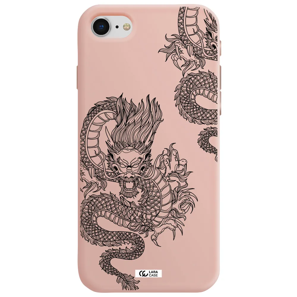 Dragon Line Art Apple iPhone se 2020 Silicone pastel pink Case