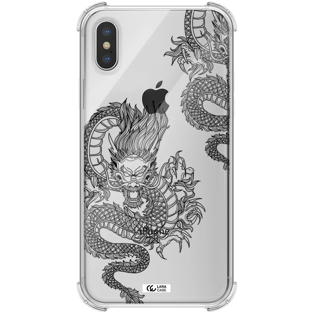 Dragon Line Art Apple iPhone X Clear PC Case