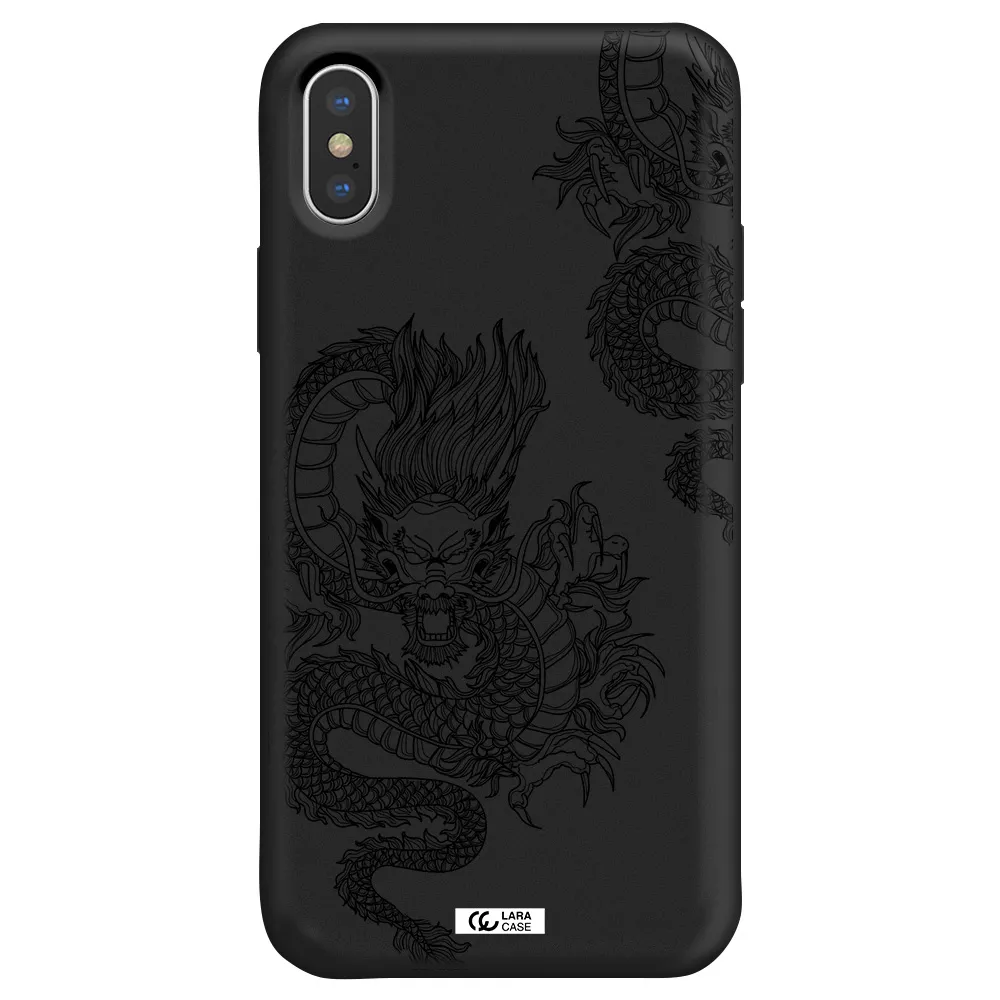Dragon Line Art Apple iPhone X Silicone black Case