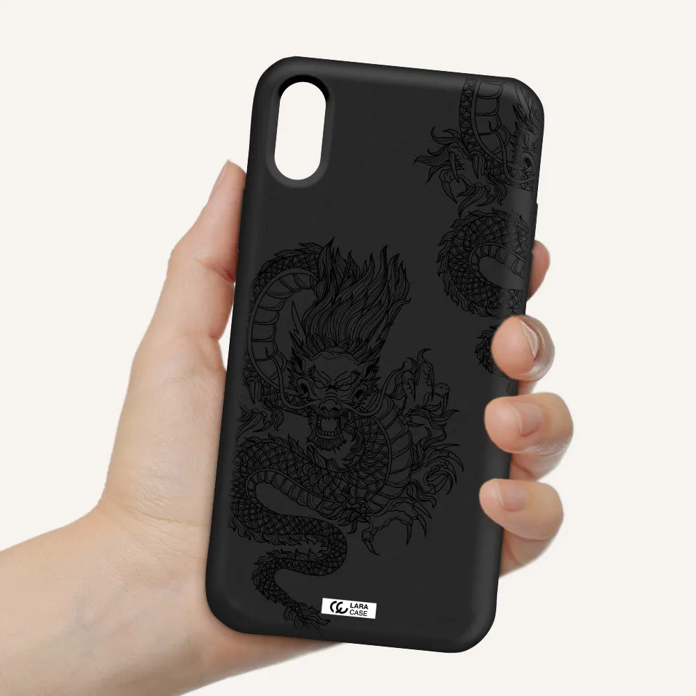 Dragon Line Art Apple iPhone X Silicone black Case
