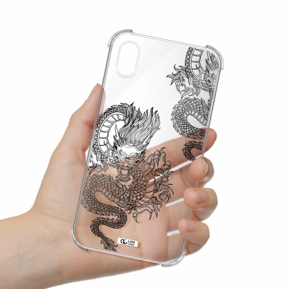 Dragon Line Art Apple iPhone XR Clear PC Case