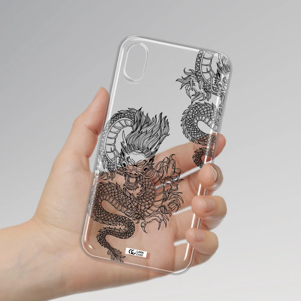Dragon Line Art Apple iPhone XR Clear TPU Case