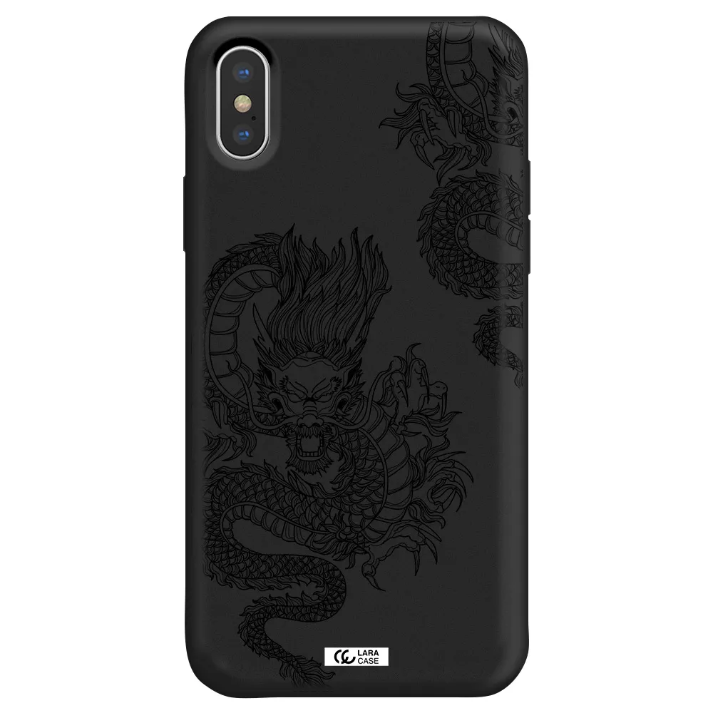 Dragon Line Art Apple iPhone XS Silicone black Case