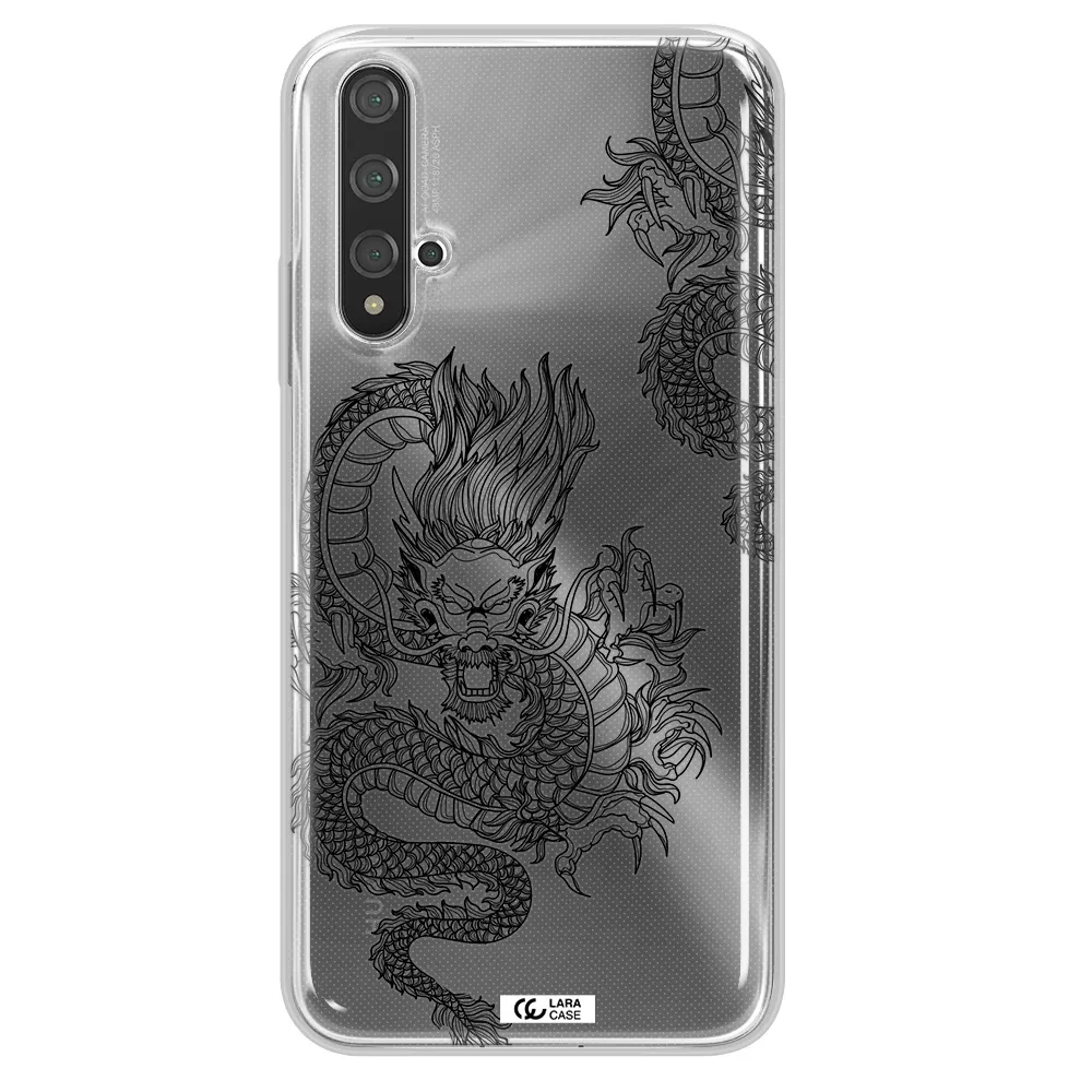 Dragon Line Art Huawei Nova 5t Clear TPU Case