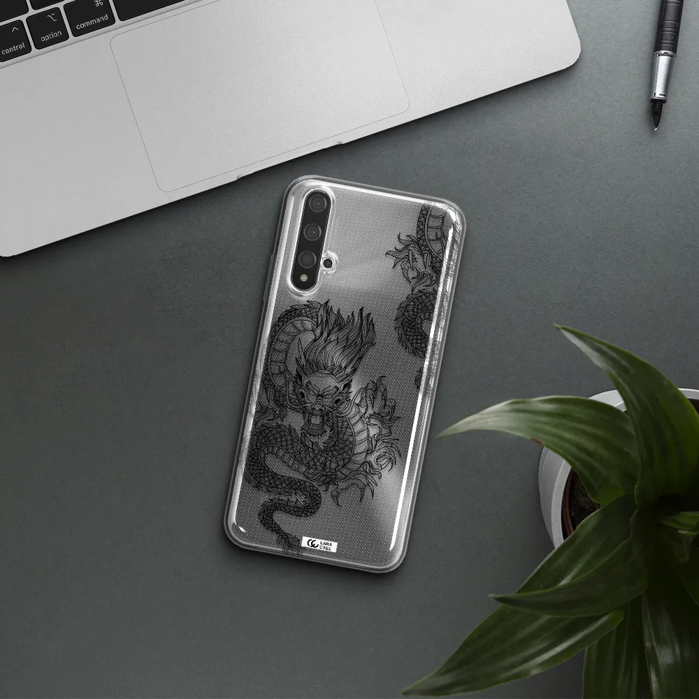 Dragon Line Art Huawei Nova 5t Clear TPU Case