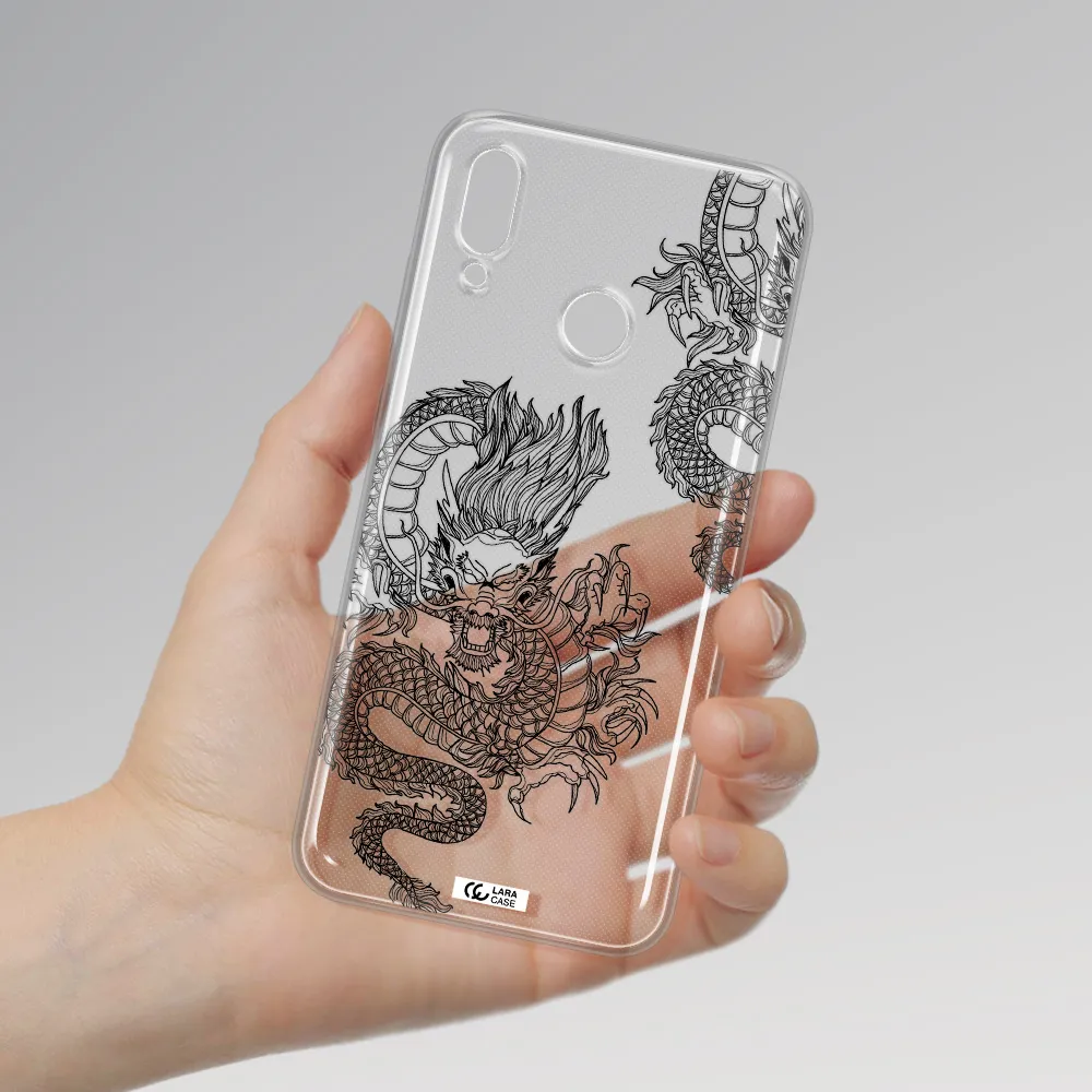Dragon Line Art Huawei P Smart 2019 Clear TPU Case