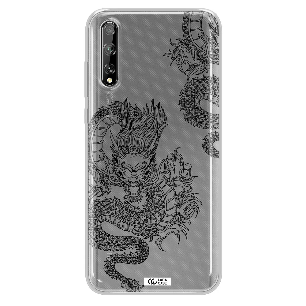 Dragon Line Art Huawei P Smart S Clear TPU Case