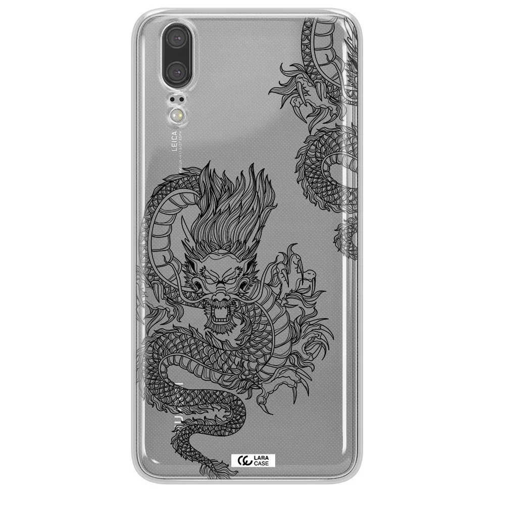 Dragon Line Art Huawei P20 Clear TPU Case
