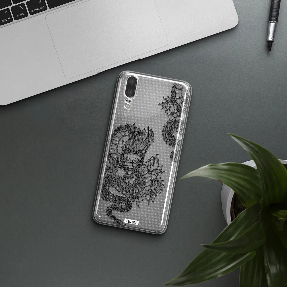 Dragon Line Art Huawei P20 Clear TPU Case