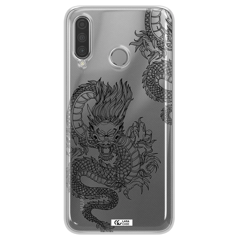 Dragon Line Art Huawei P30 Lite Clear TPU Case