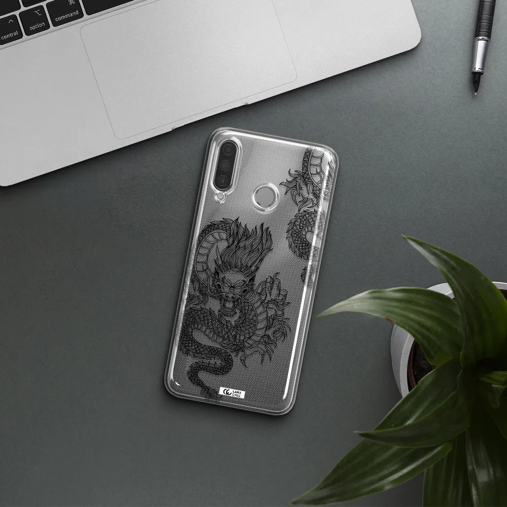 Dragon Line Art Huawei P30 Lite Clear TPU Case