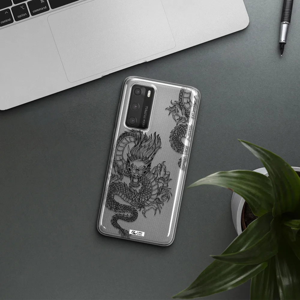 Dragon Line Art Huawei P40 Clear TPU Case