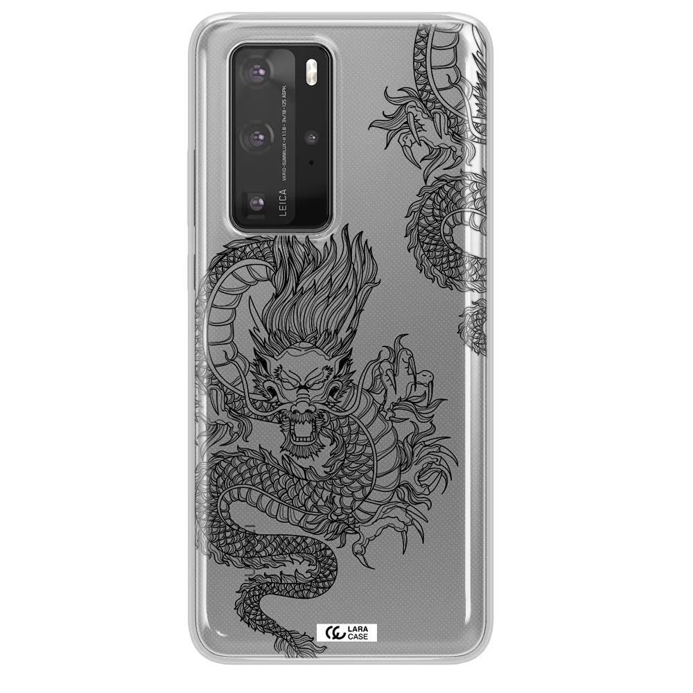 Dragon Line Art Huawei P40 Pro Clear TPU Case