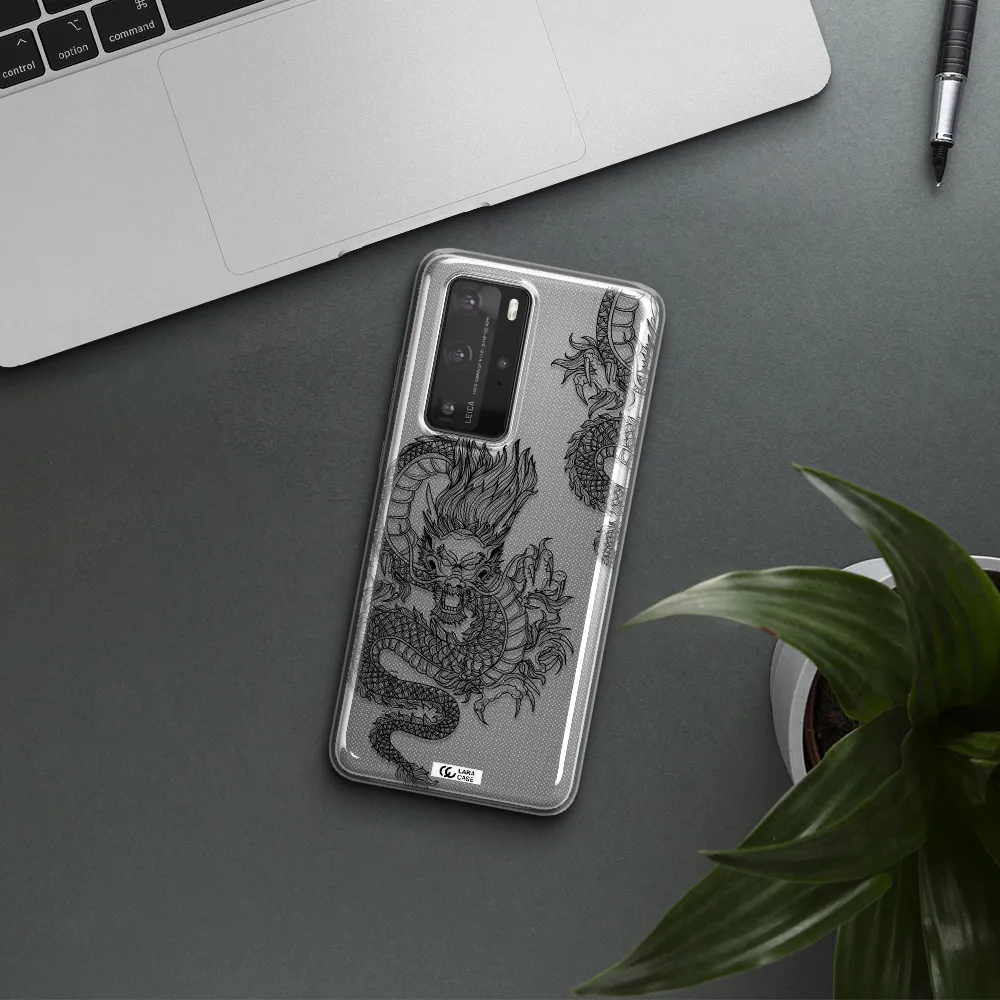 Dragon Line Art Huawei P40 Pro Clear TPU Case