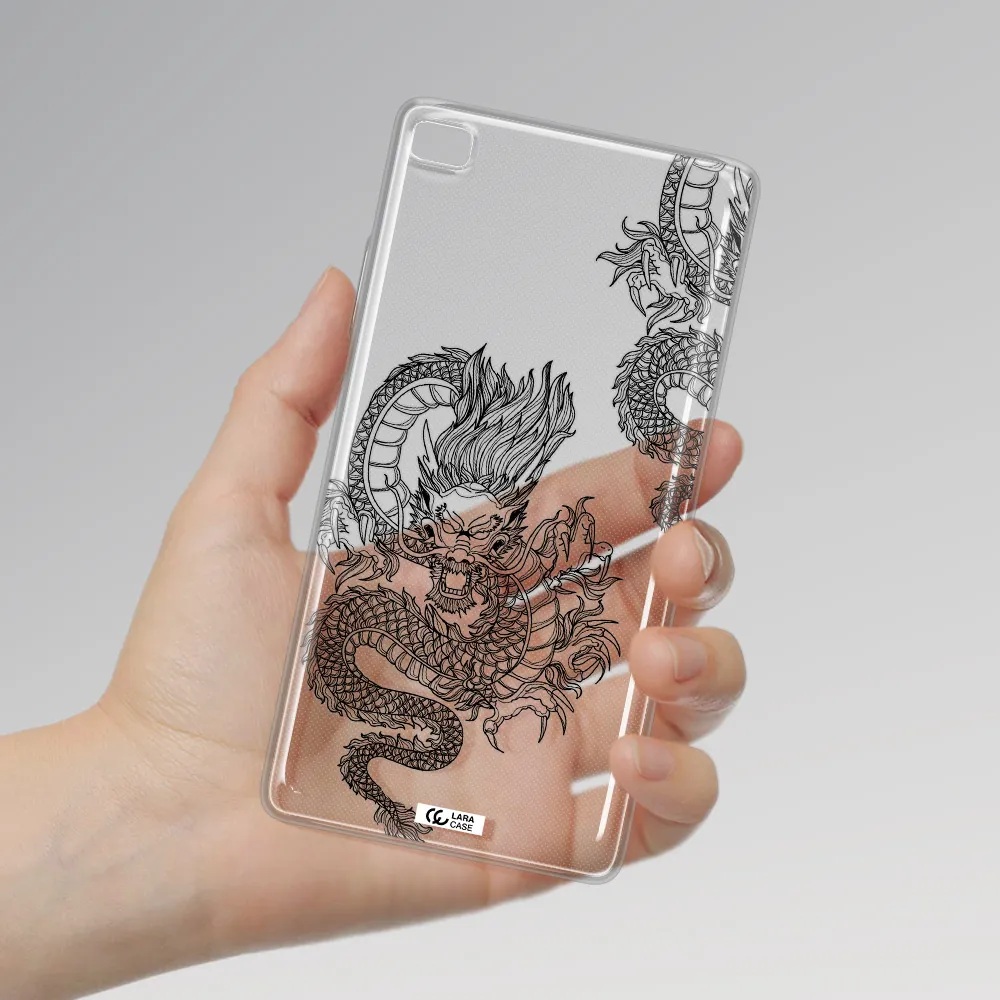 Dragon Line Art Huawei P8 Clear TPU Case