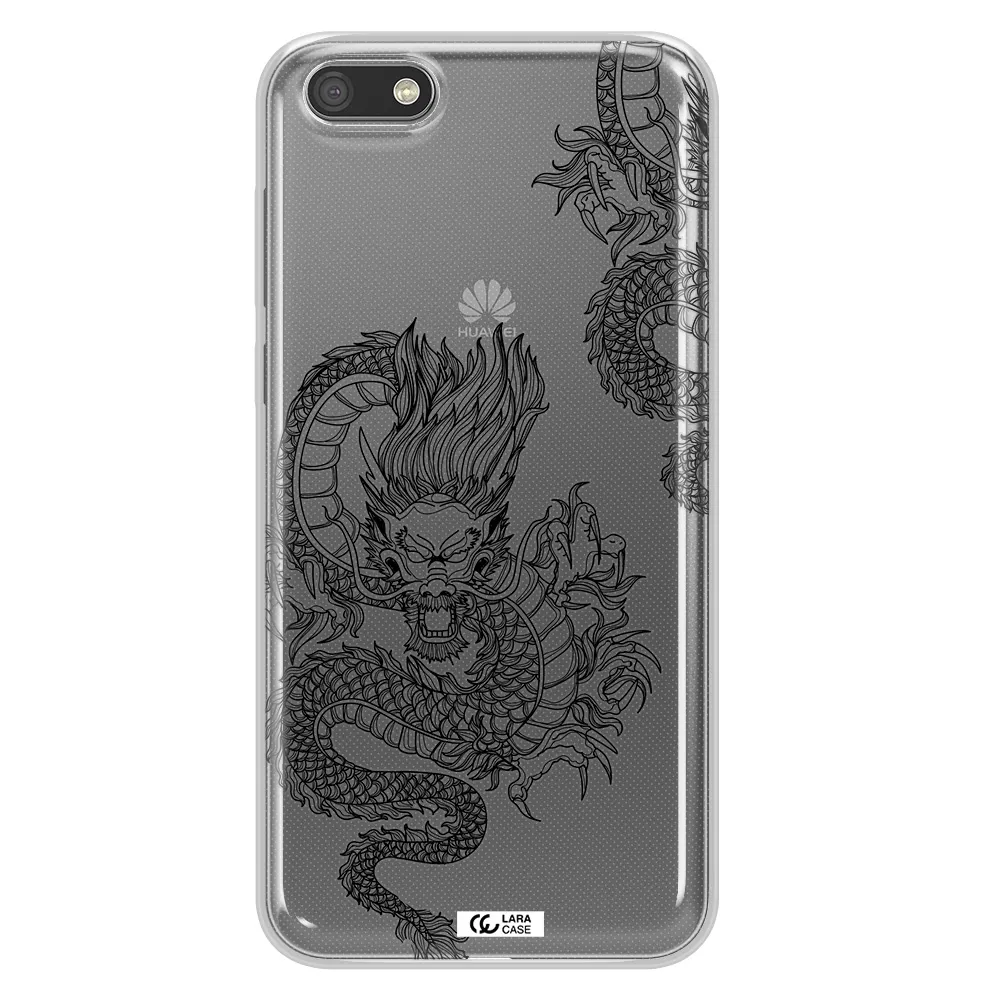 Dragon Line Art Huawei Y5 2018 Clear TPU Case