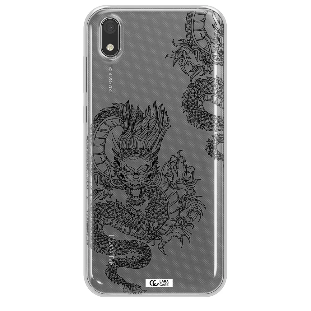 Dragon Line Art Huawei Y5 2019 Clear TPU Case