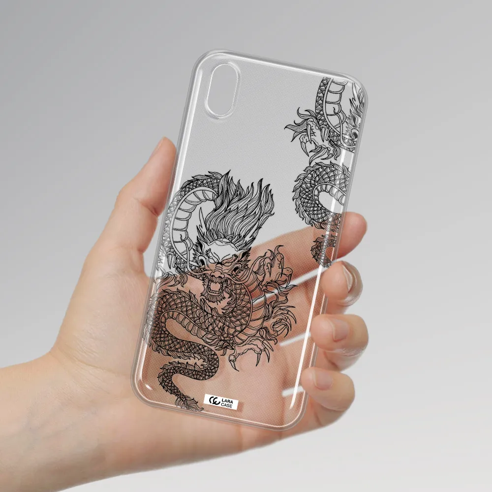 Dragon Line Art Huawei Y5 2019 Clear TPU Case