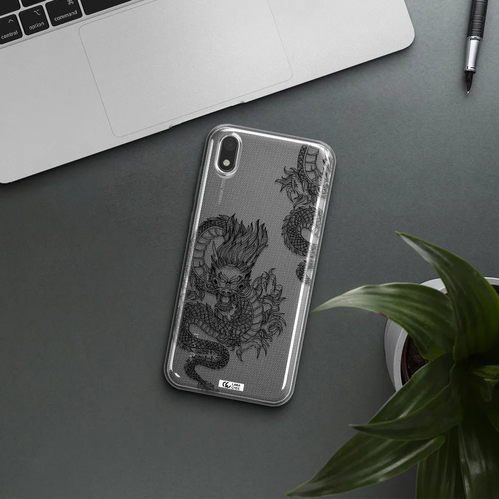 Dragon Line Art Huawei Y5 2019 Clear TPU Case