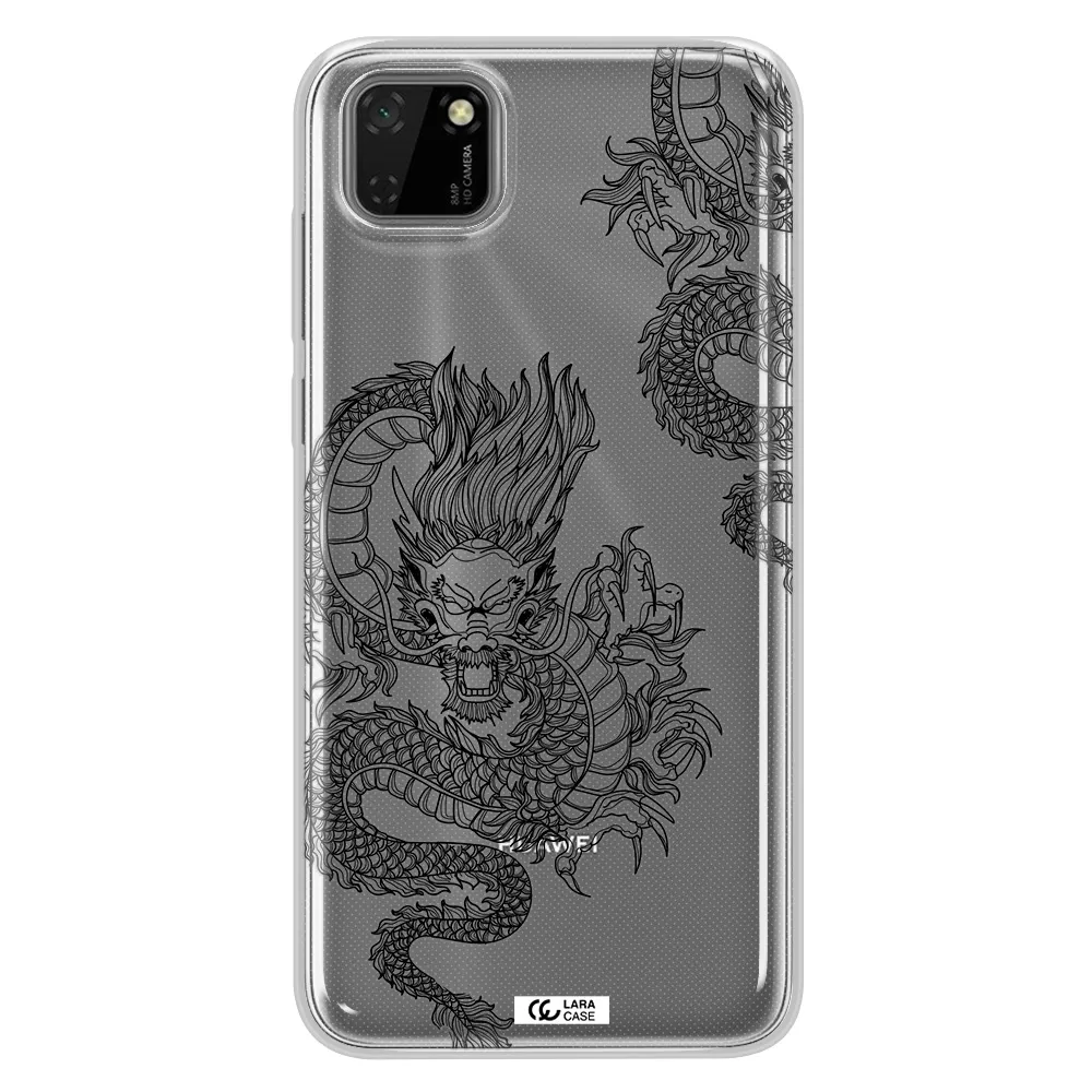 Dragon Line Art Huawei Y5P Clear TPU Case