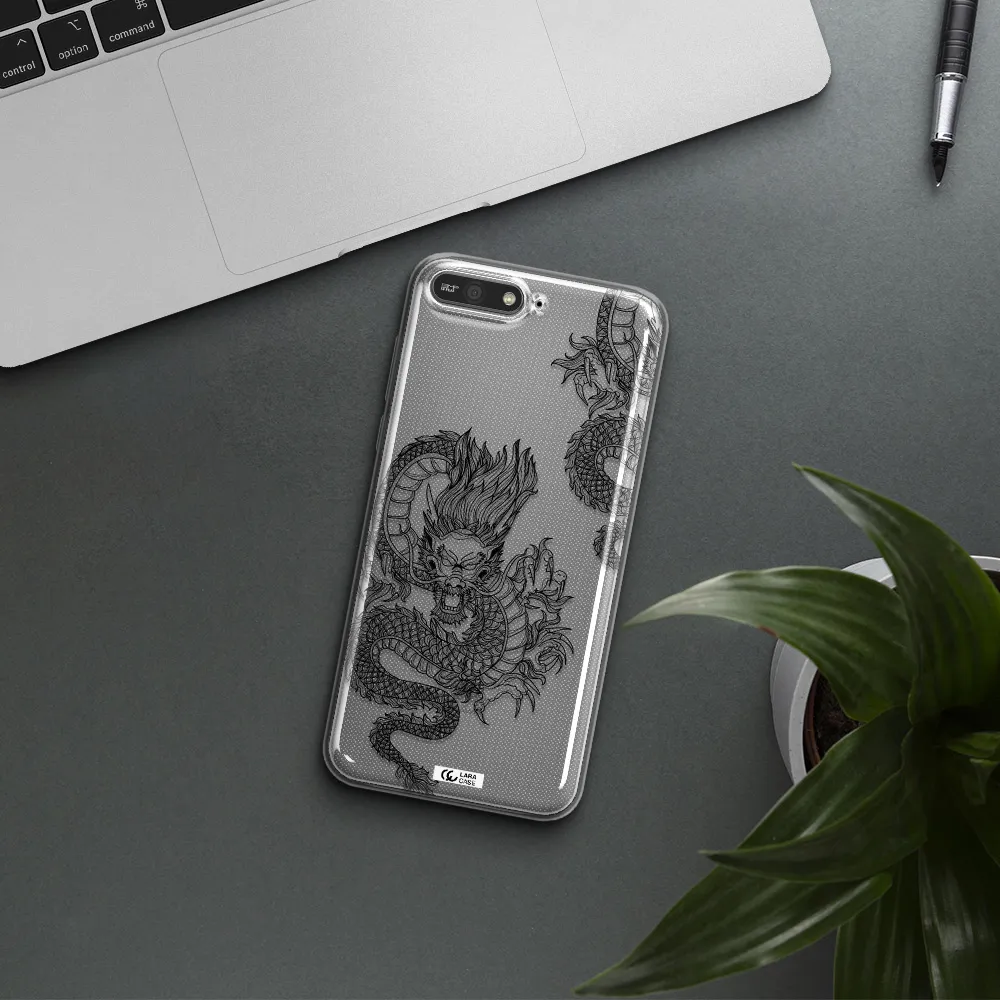Dragon Line Art Huawei Y6 2018 Clear TPU Case