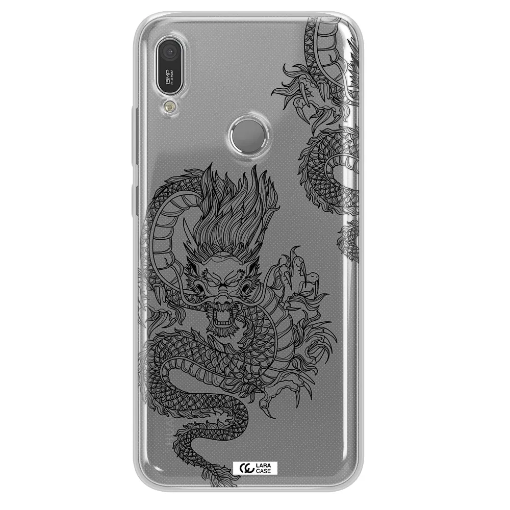 Dragon Line Art Huawei Y6 2019 Clear TPU Case