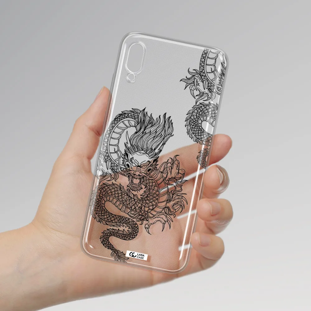 Dragon Line Art Huawei Y6 Pro 2019 Clear TPU Case