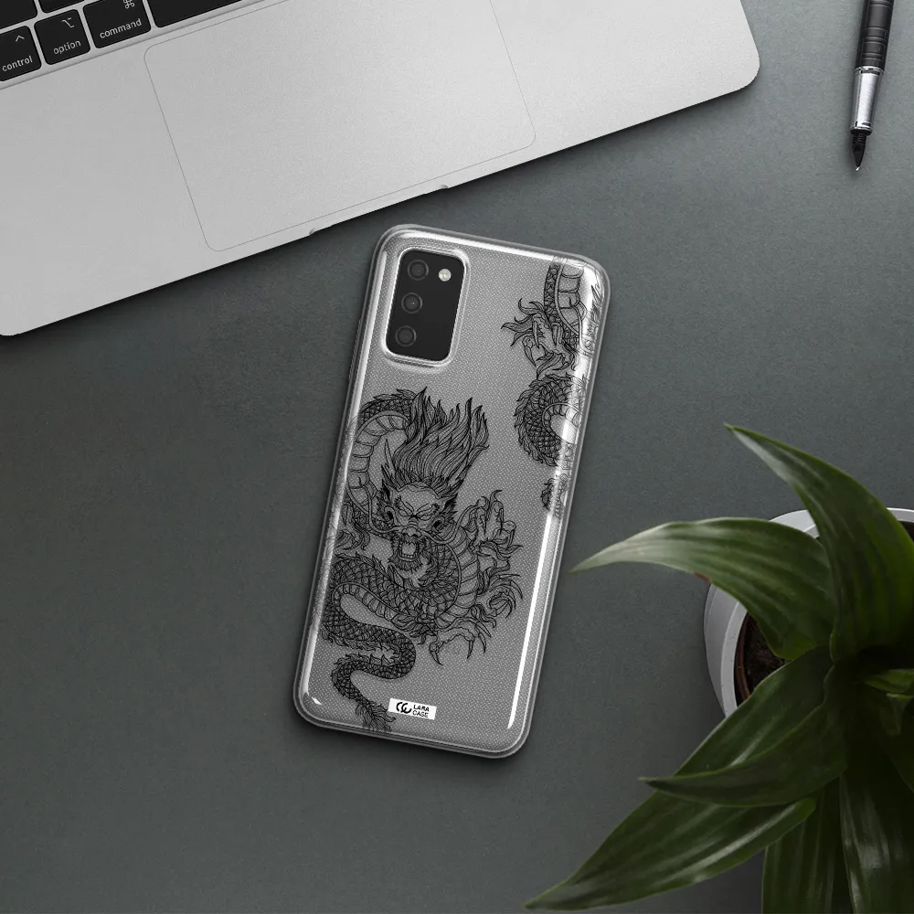 Dragon Line Art Samsung A03S Clear TPU Case