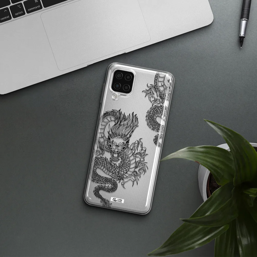 Dragon Line Art Samsung A12 4g Clear TPU Case