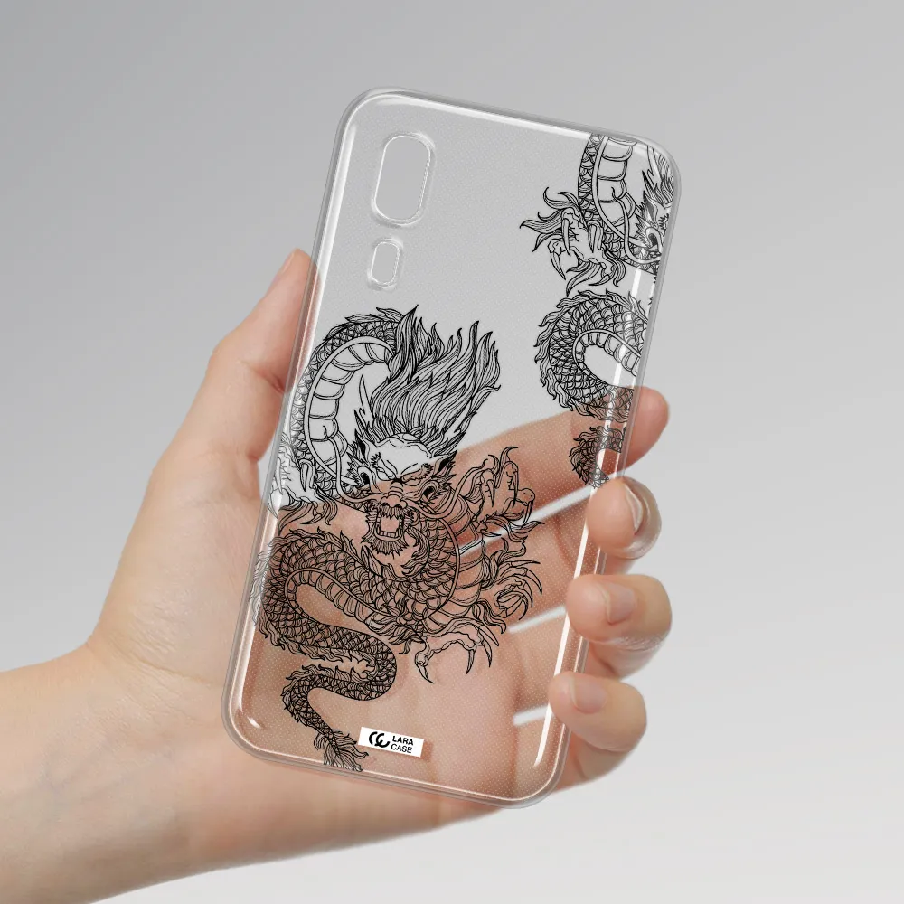 Dragon Line Art Samsung A2 Core Clear TPU Case