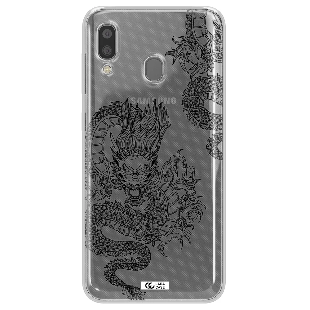 Dragon Line Art Samsung A20 Clear TPU Case