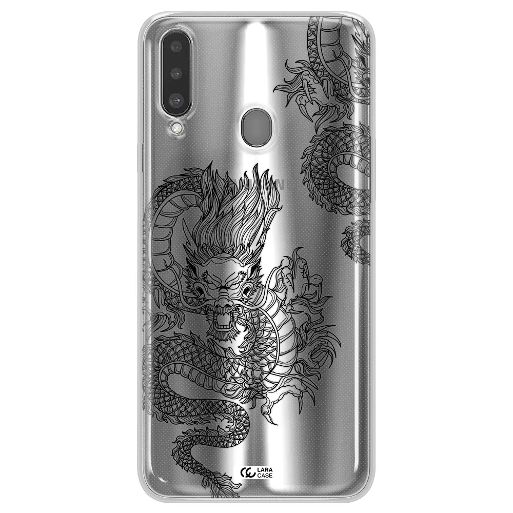 Dragon Line Art Samsung A20S Clear TPU Case