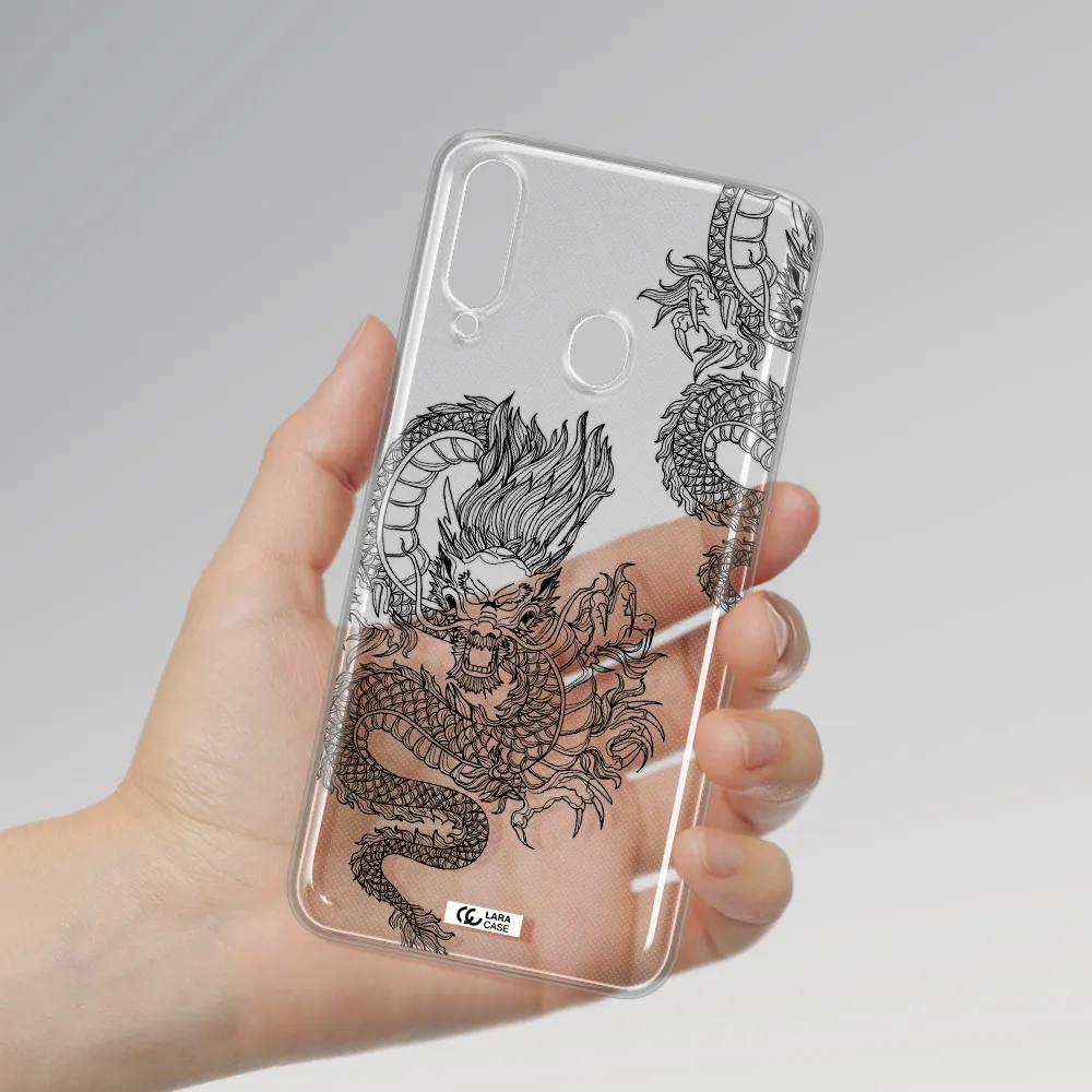 Dragon Line Art Samsung A20S Clear TPU Case