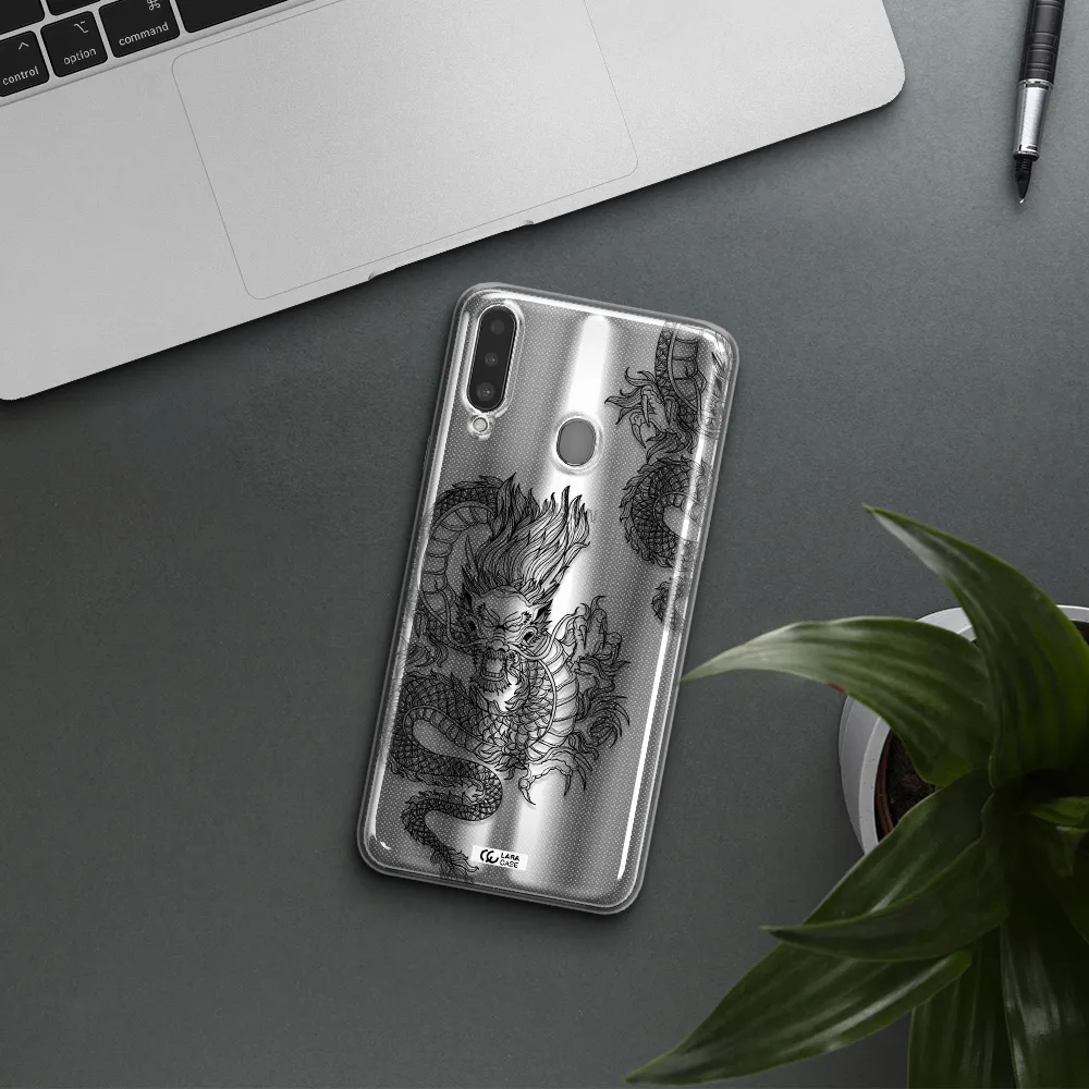 Dragon Line Art Samsung A20S Clear TPU Case