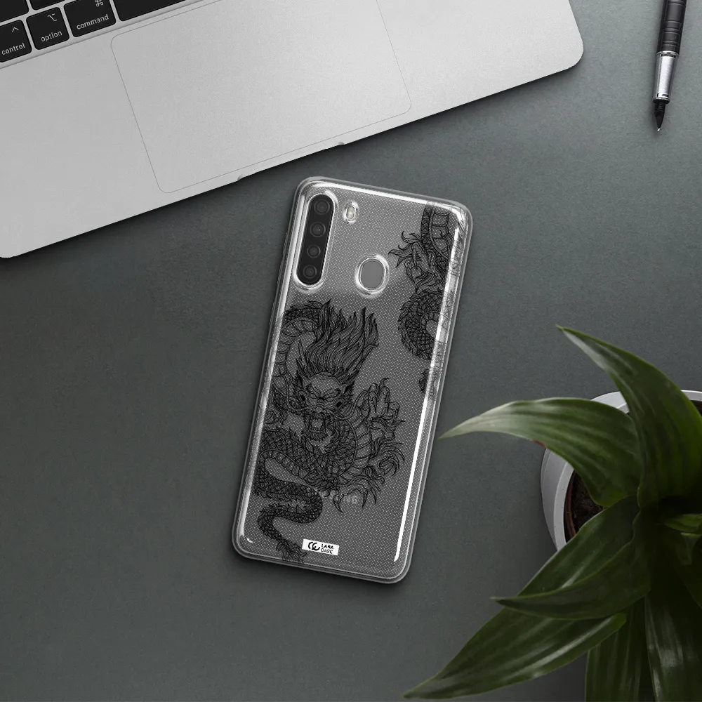 Dragon Line Art Samsung A21 Clear TPU Case