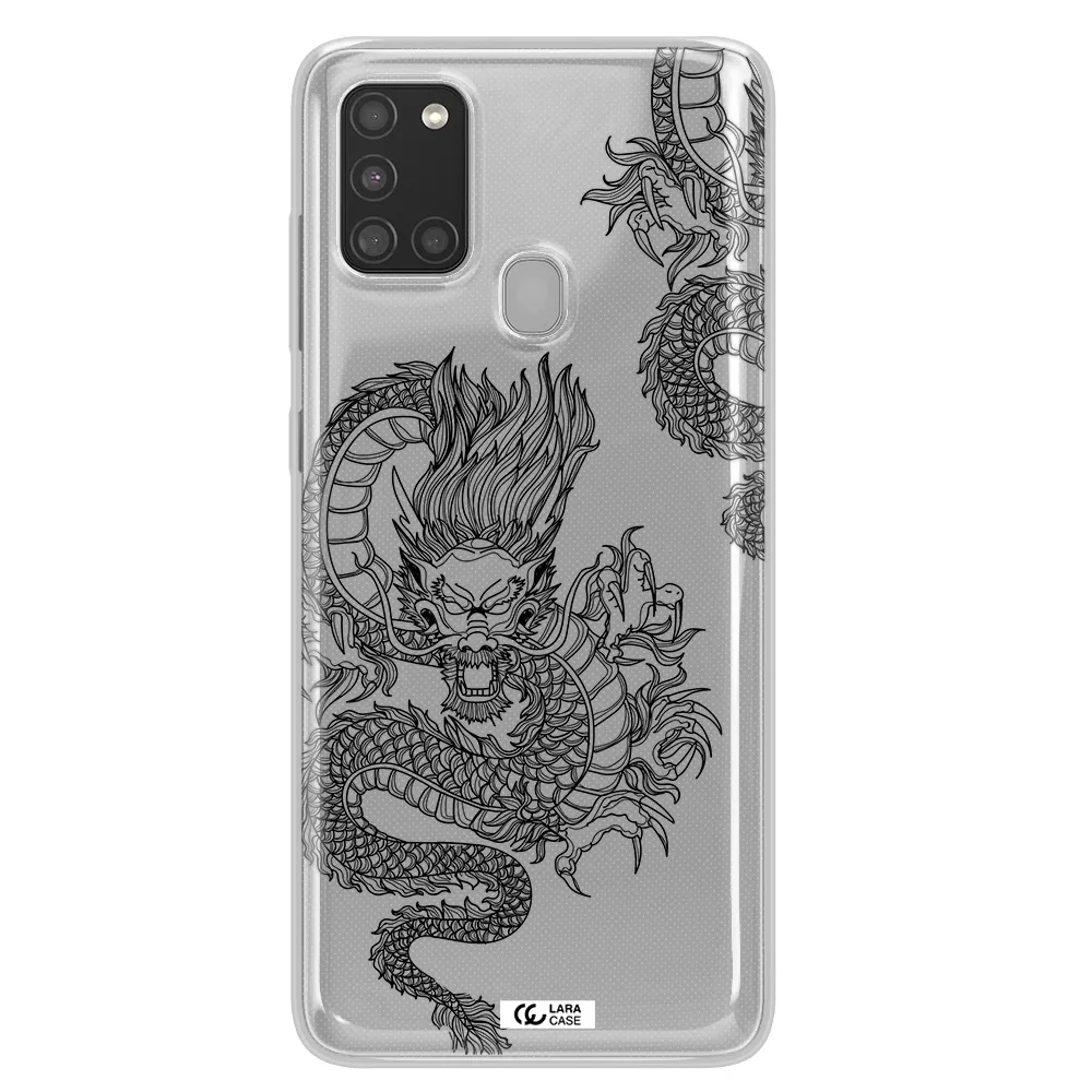 Dragon Line Art Samsung A21S Clear TPU Case