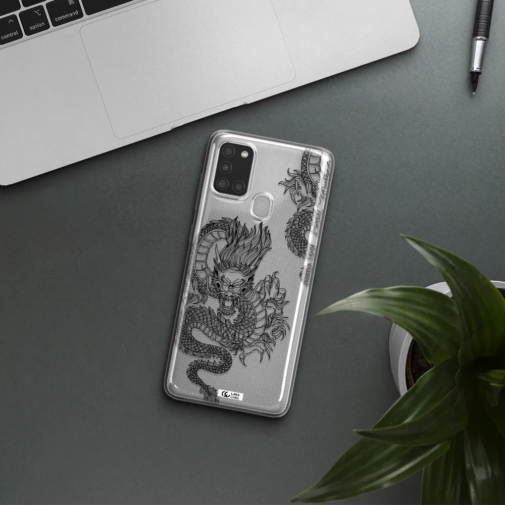 Dragon Line Art Samsung A21S Clear TPU Case