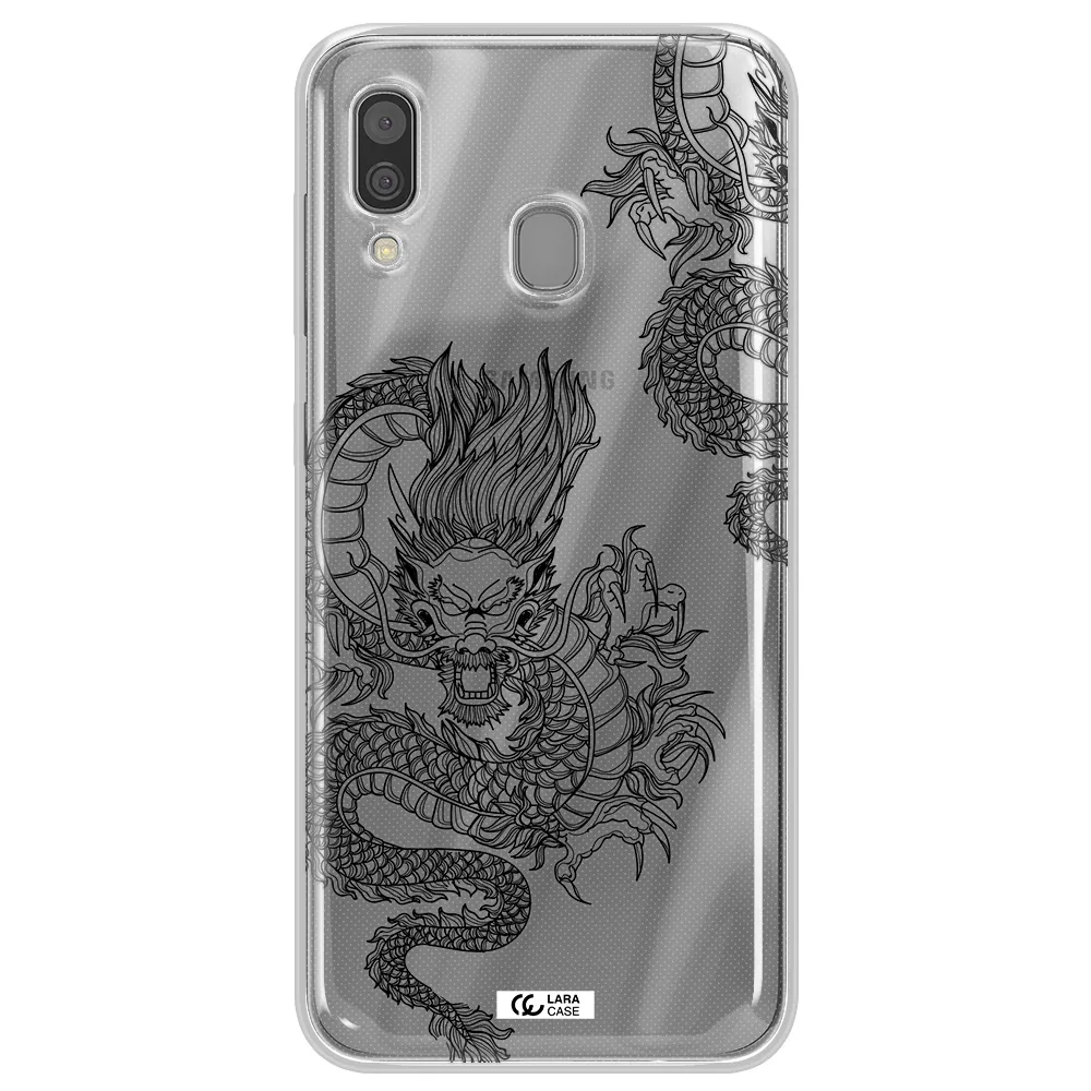 Dragon Line Art Samsung A30 Clear TPU Case