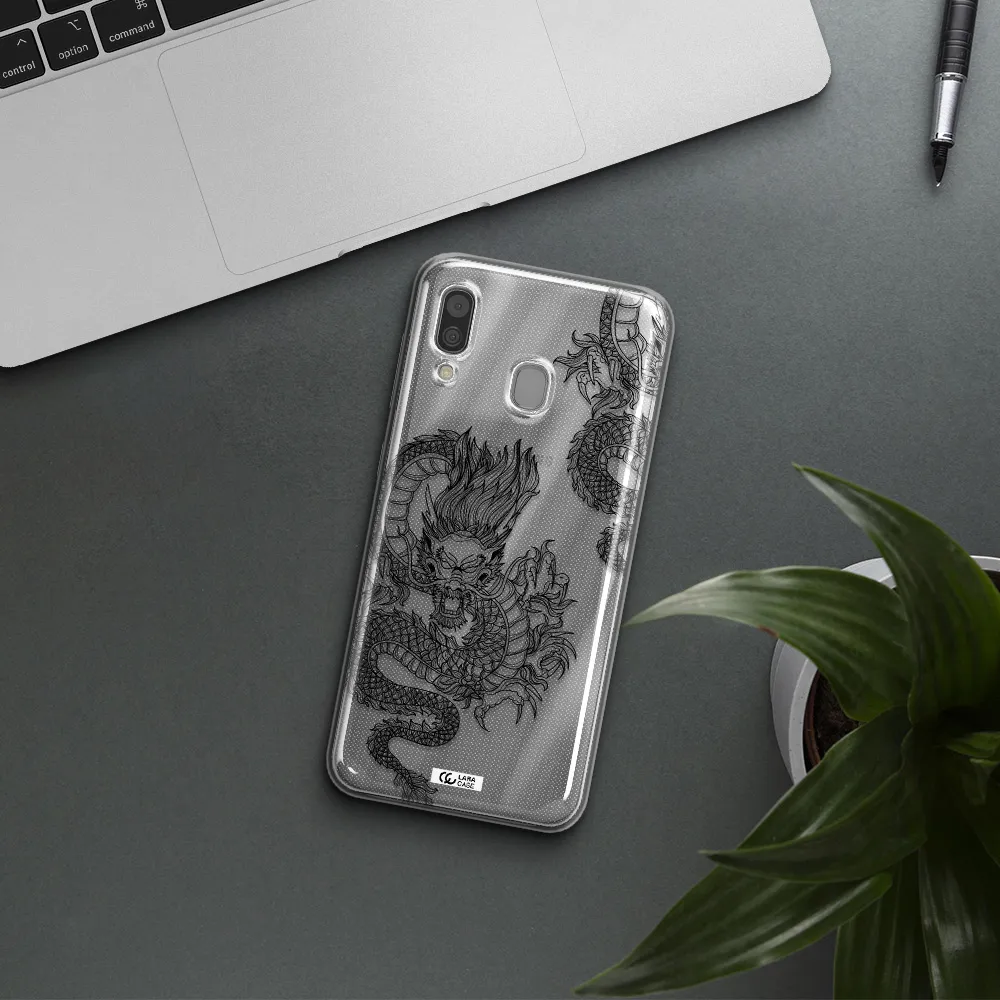Dragon Line Art Samsung A30 Clear TPU Case