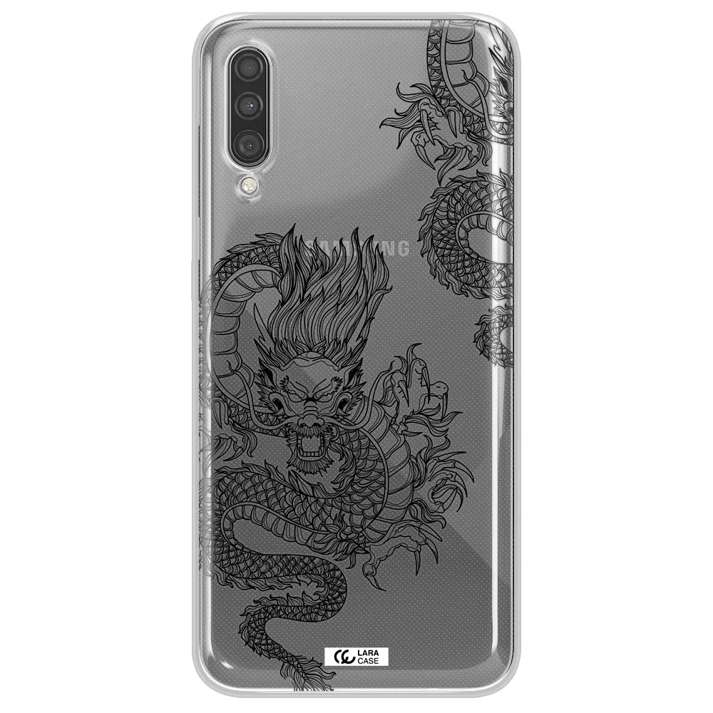 Dragon Line Art Samsung A30S Clear TPU Case