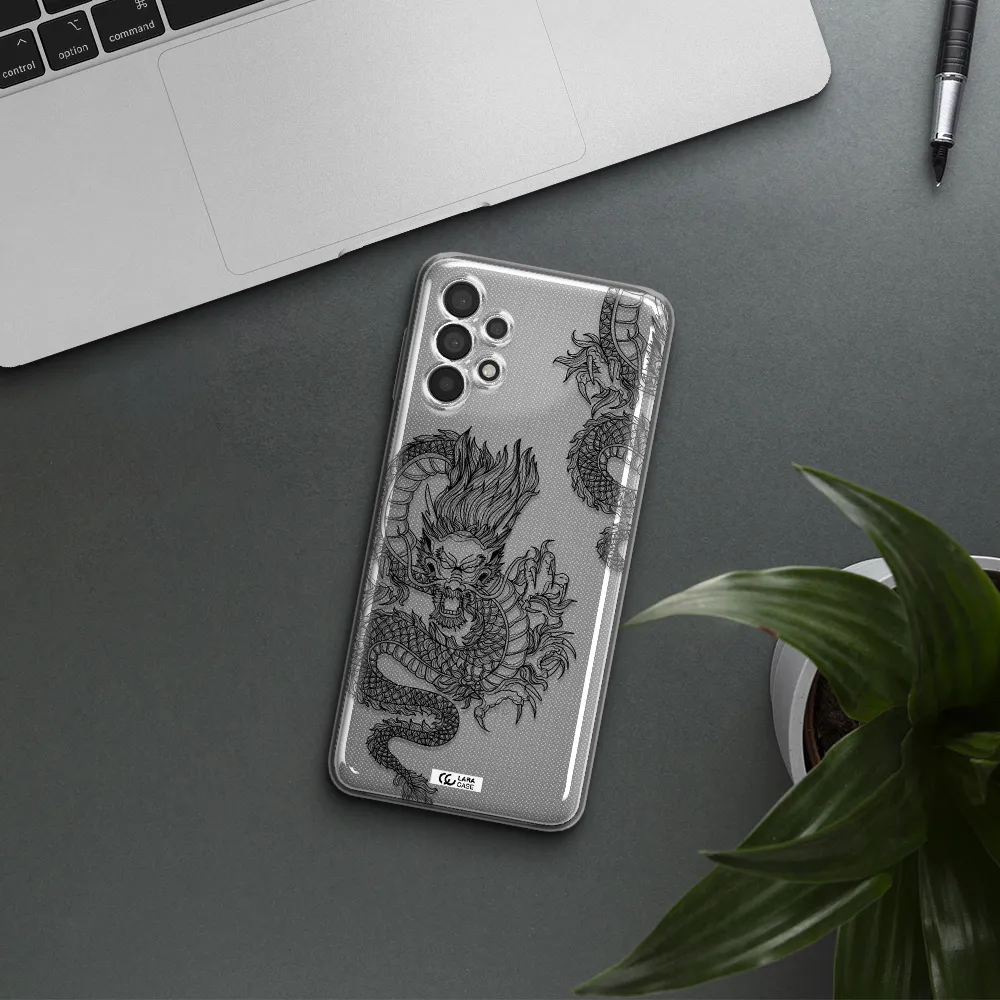 Dragon Line Art Samsung A32 4G Clear Tpu Case
