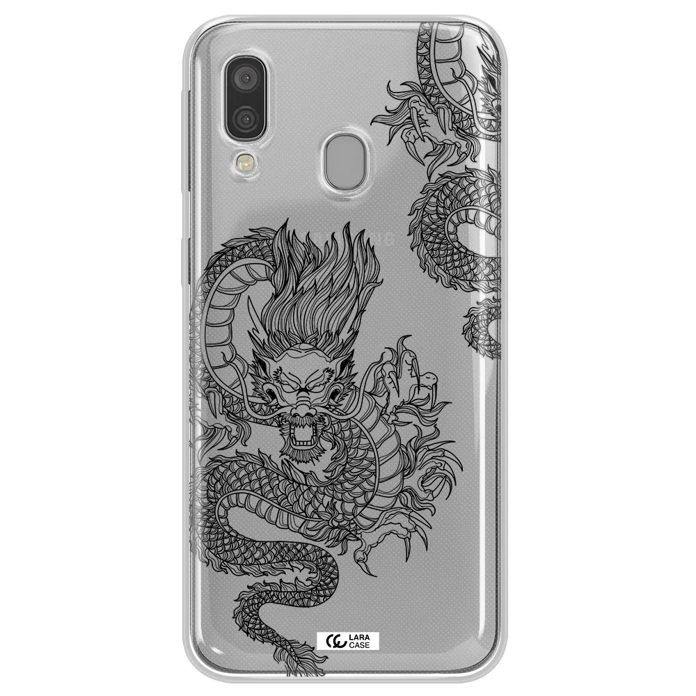 Dragon Line Art Samsung A40 Clear TPU Case