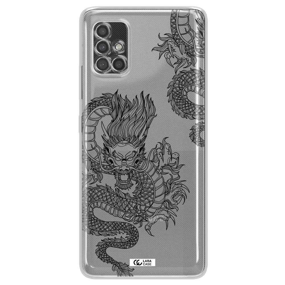 Dragon Line Art Samsung A40S Clear Tpu Case