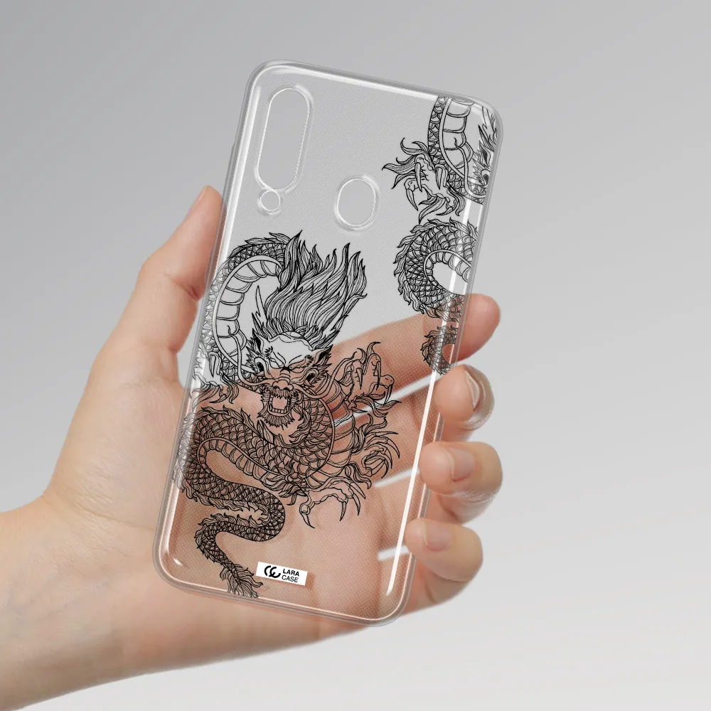 Dragon Line Art Samsung A60 Clear TPU Case
