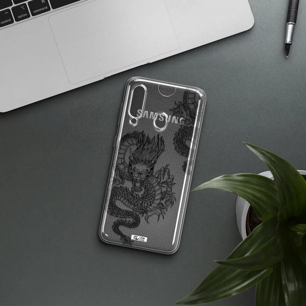 Dragon Line Art Samsung A60 Clear TPU Case