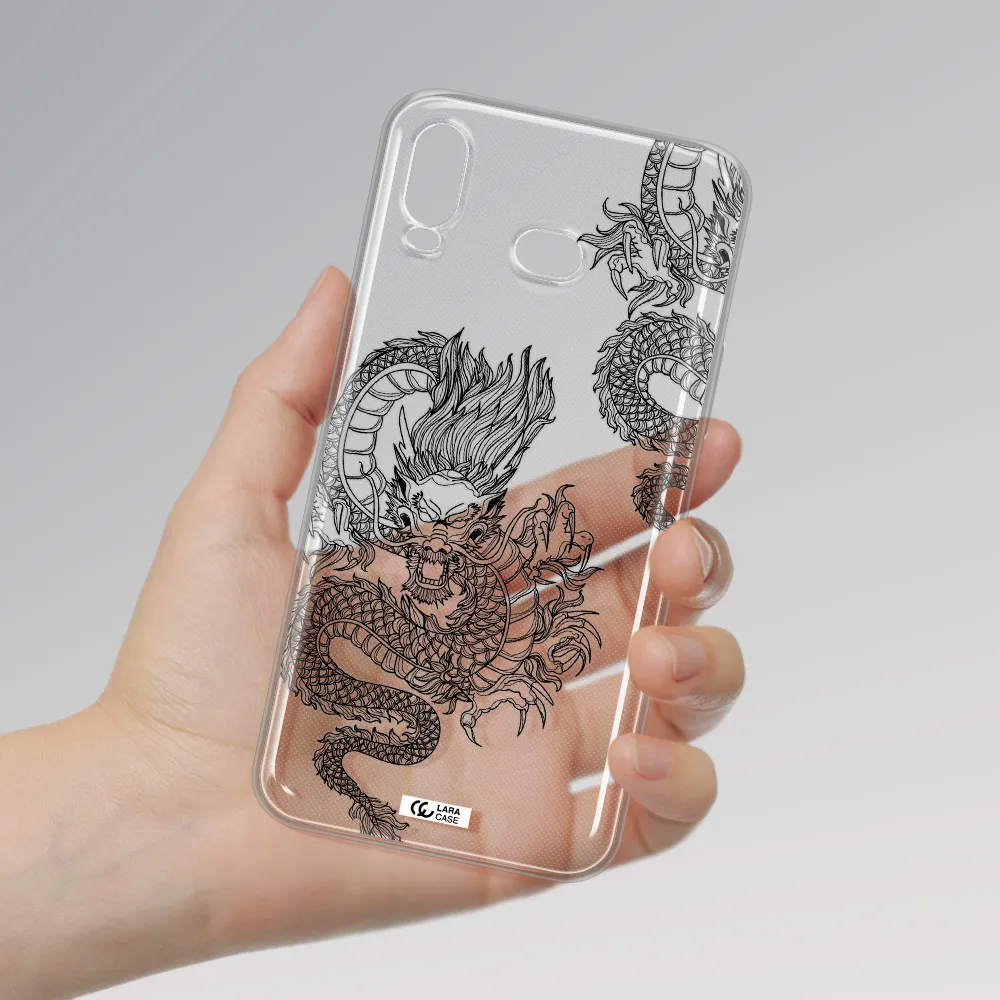 Dragon Line Art Samsung A6S Clear TPU Case